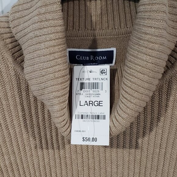 Club Room Mens Textured Cotton Turtleneck Sweater Tan - Picture 10 of 11